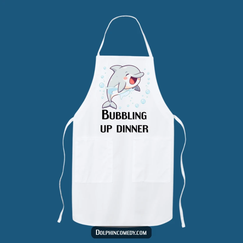 Funny Delighted Dolphin Apron: Cook Up Joyful Bubbles in the Kitchen