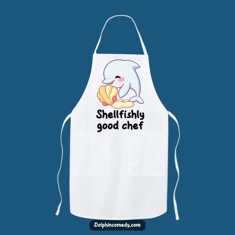 Funny Dolphin Seashell Apron - Kitchen Fun Funny Gift