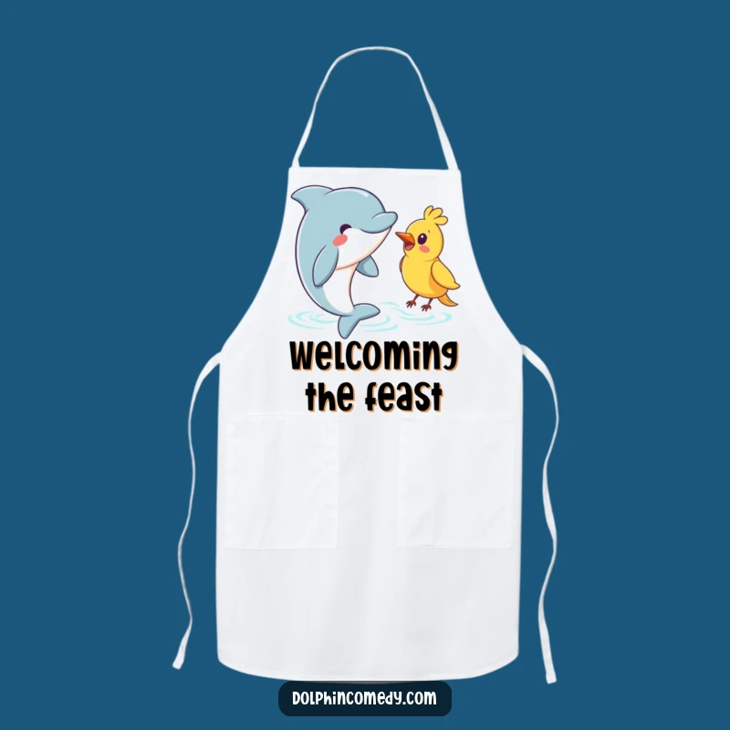 Funny Greeting Dolphin Apron: Bird Friend Chef Wear, The Perfect Funny Gift