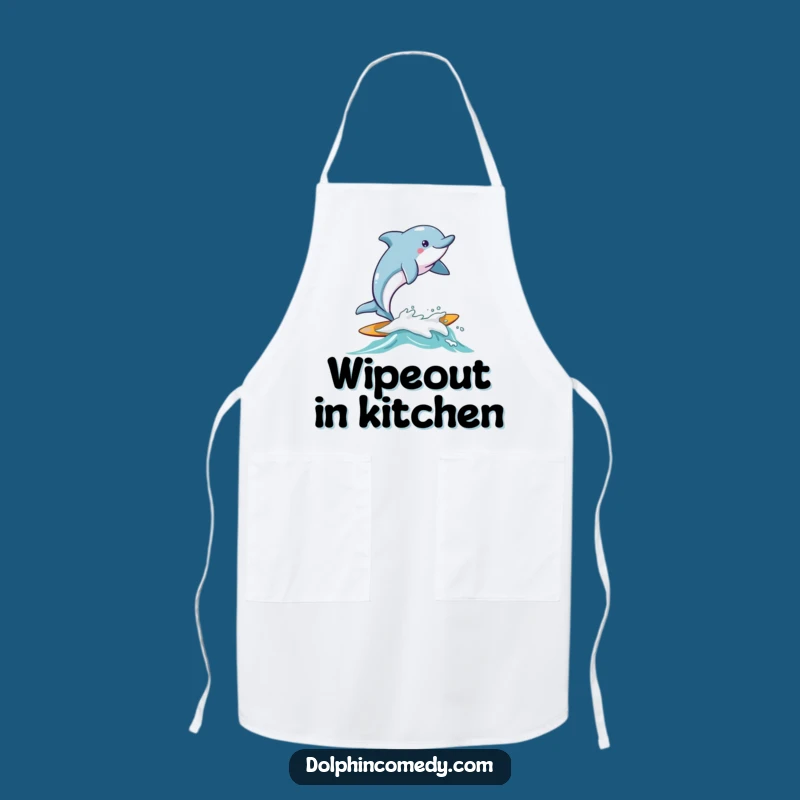 Funny Surfing Dolphin Apron - Joyful Wave Chef Apron, Humorous Gift