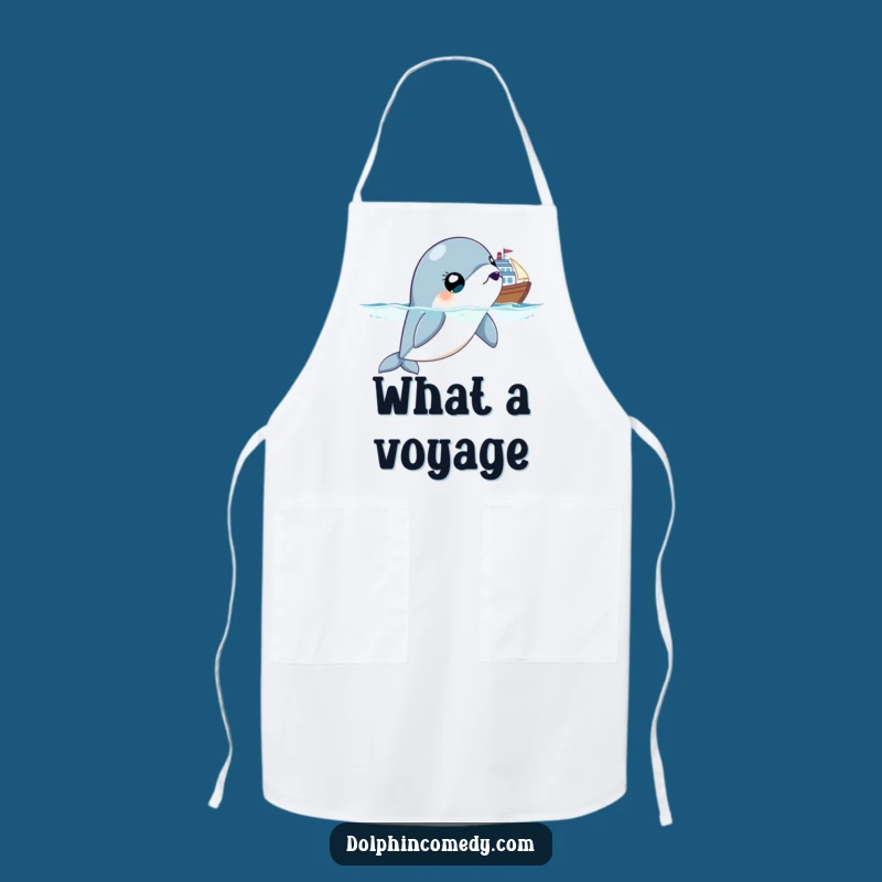 Funny Surprised Dolphin Apron, Wide-Eyed Cook, Hilarious Kitchen Gear