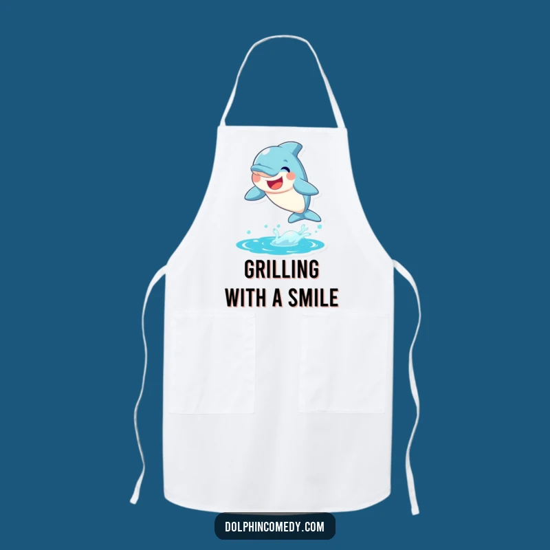 Funny Joyful Dolphin Apron - Hilarious Kitchen Wear for Ocean-Loving Cooks