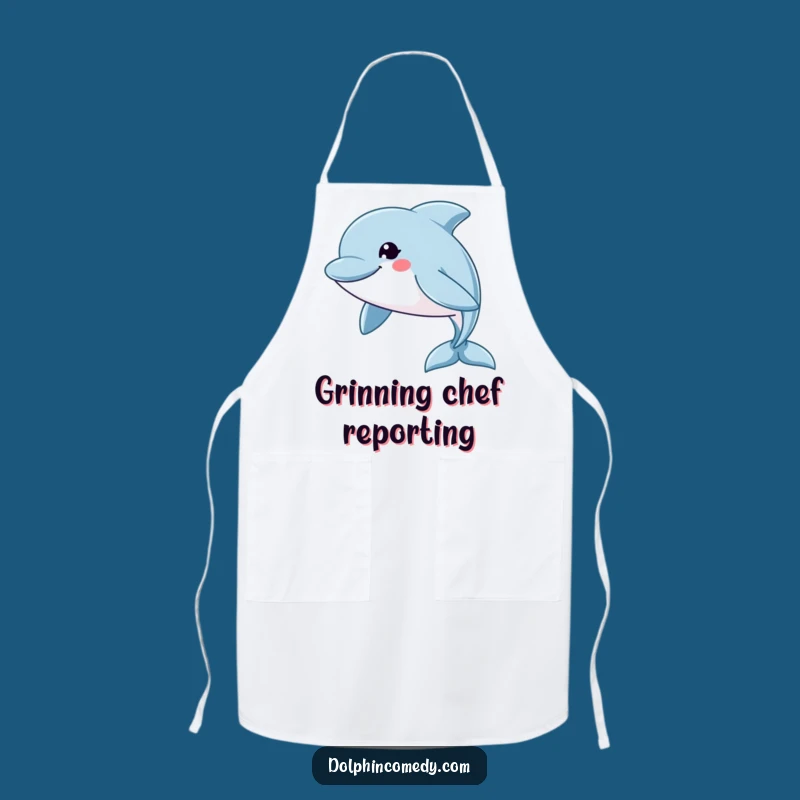 Funny Grinning Dolphin Apron: Cook with Joy, Swift Swimmer Style, Great Funny Gift