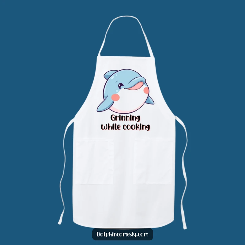 Funny Happy Dolphin Apron, Wide Smile Chef, Joyful Kitchen Wear