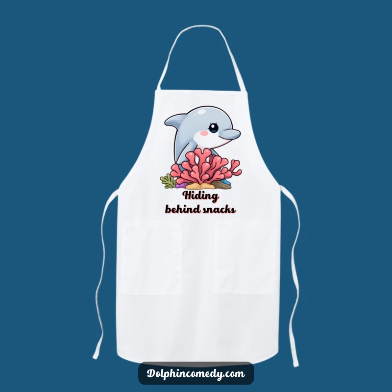 Funny Dolphin Peek Apron - Chef's Surprise with Curious Dolphin, Fun Kitchen Gift