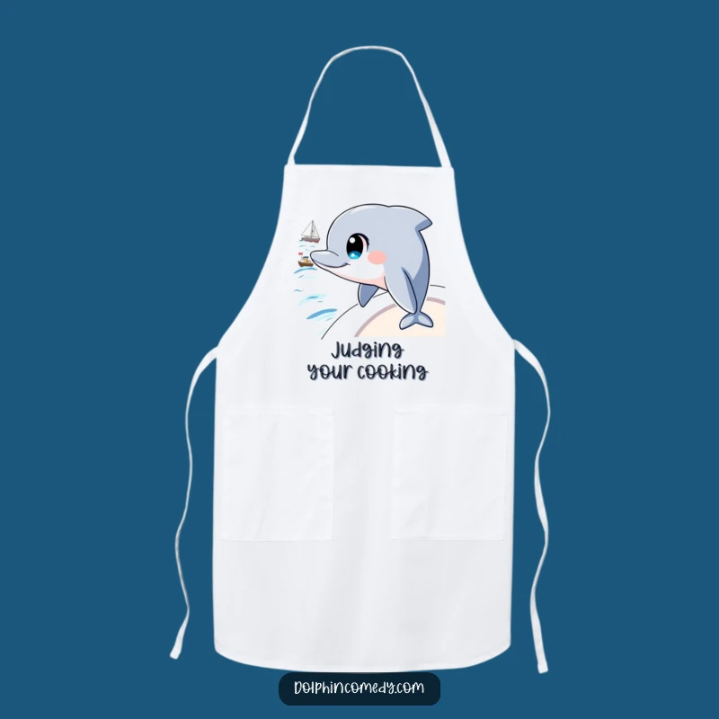 Funny Curious Dolphin Apron: Kitchen Observer, Perfect Gift for Cooks