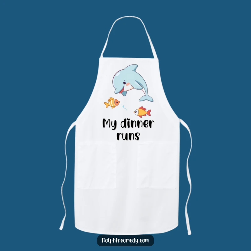 Funny Dolphin Apron: Cook Up Fun with a Playful Chase Scene