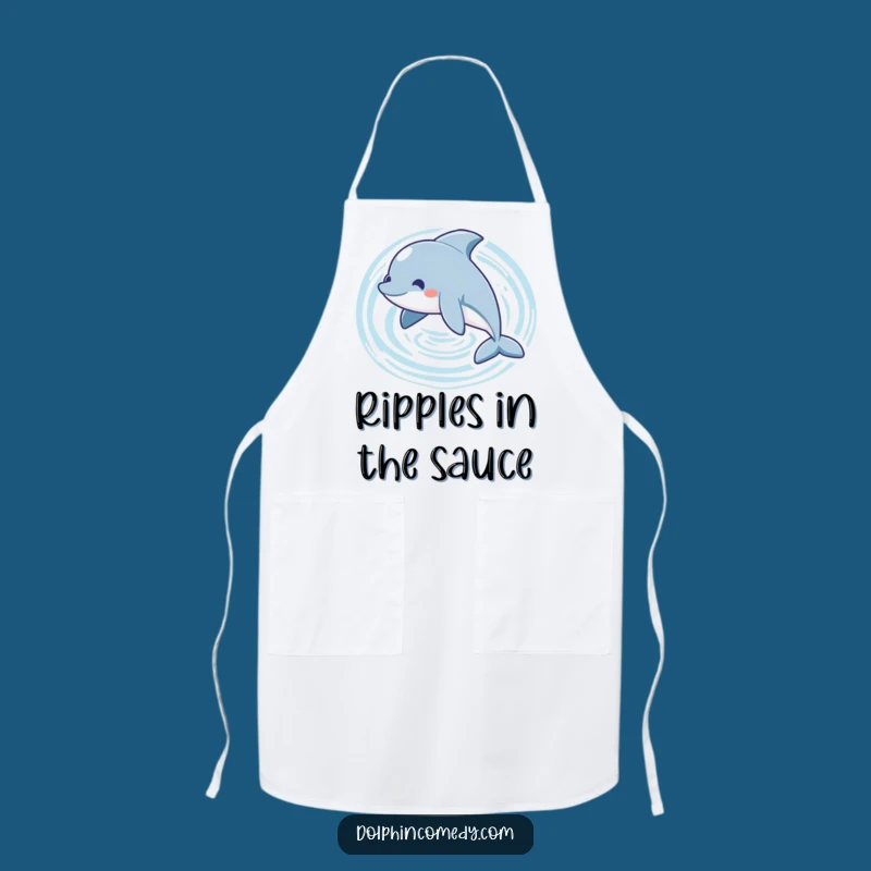 Funny Playful Dolphin Apron - Swimming Circles Cooking Wear
