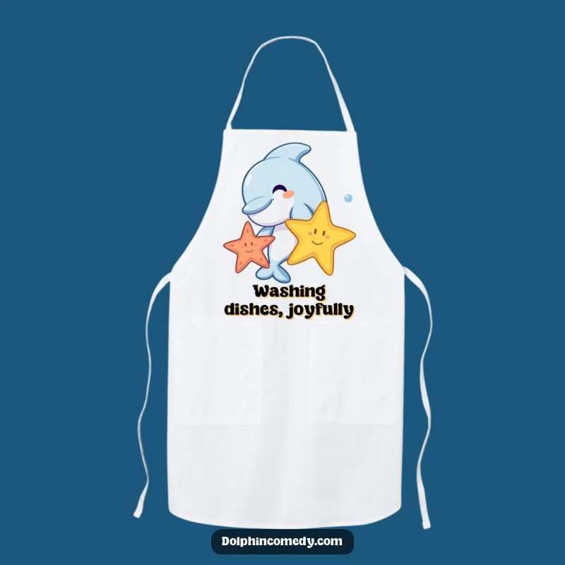 Funny Dolphin Starfish Apron - Joyful Ocean Kitchen Wear