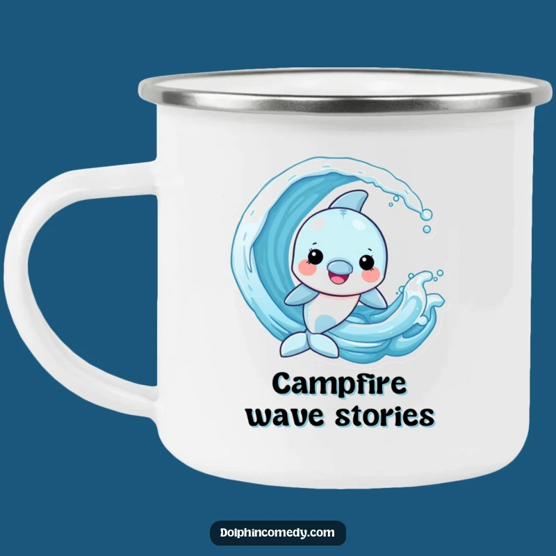 Funny Dolphin Campfire Wave Mug - Ocean Adventure Fun!