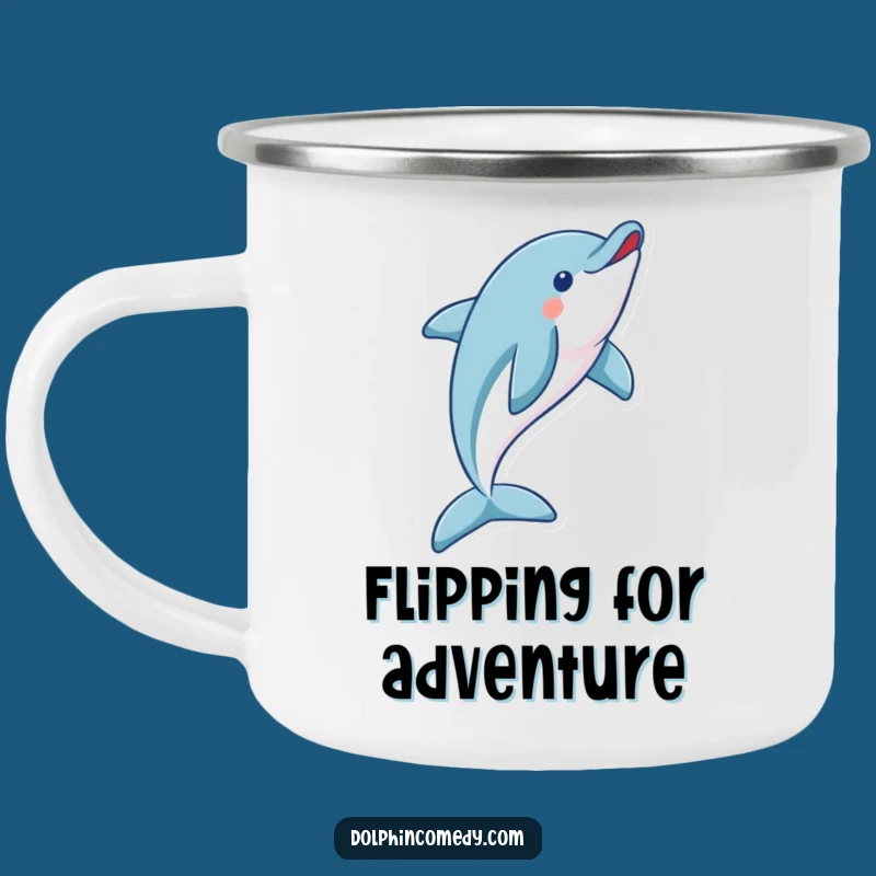 Funny Dolphin Flip Camping Mug - Adventure-Ready Ocean Drinkware
