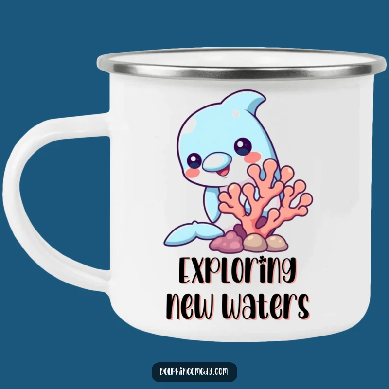 Funny Dolphin Camping Mug: Curious Ocean Peek Enamel Mug, Adventure Funny Gift