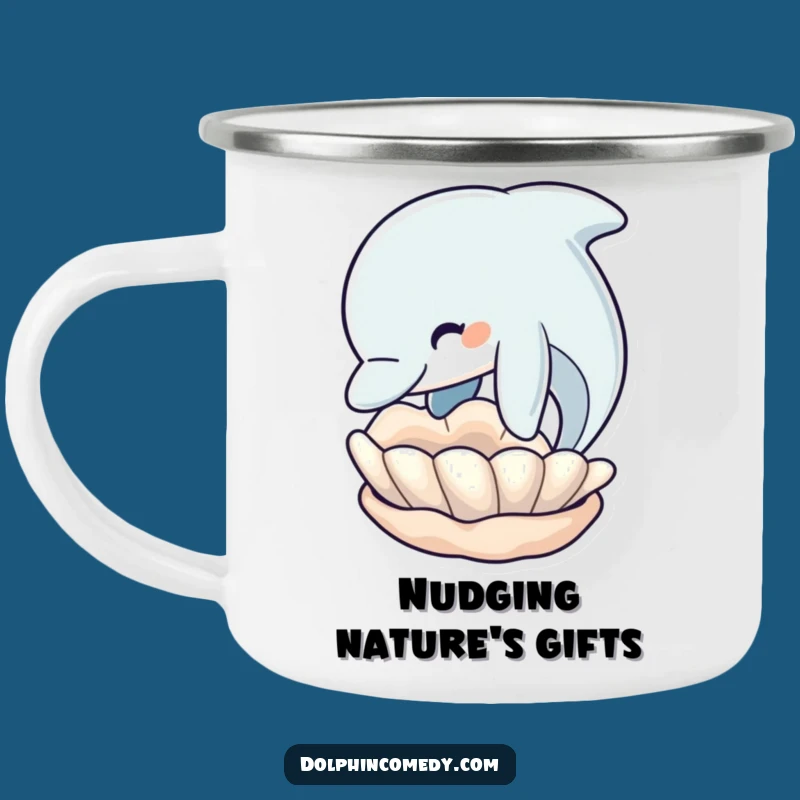 Funny Dolphin Seashell Camp Mug: Durable Humor for Outdoor Adventures
