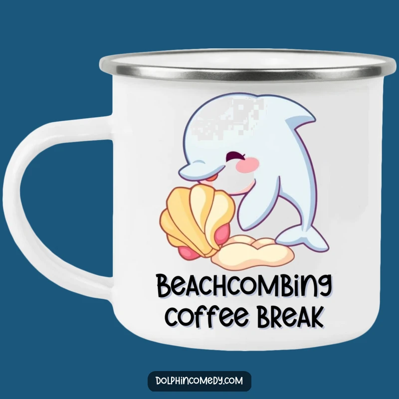 Funny Dolphin Seashell Camping Mug - Adventure Buddy Funny Gift