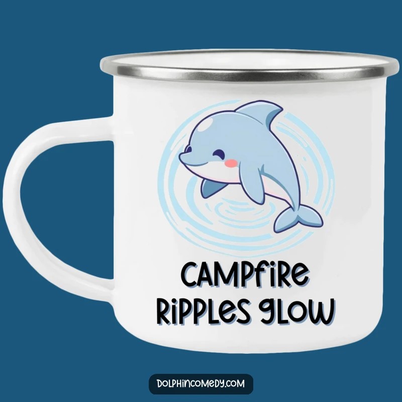 Funny Playful Dolphin Camping Mug - Swimming Circles Cup