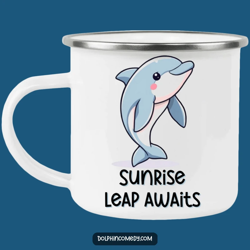 Funny Dolphin Camping Mug: AdventureFuel with Alert Ocean Jumps