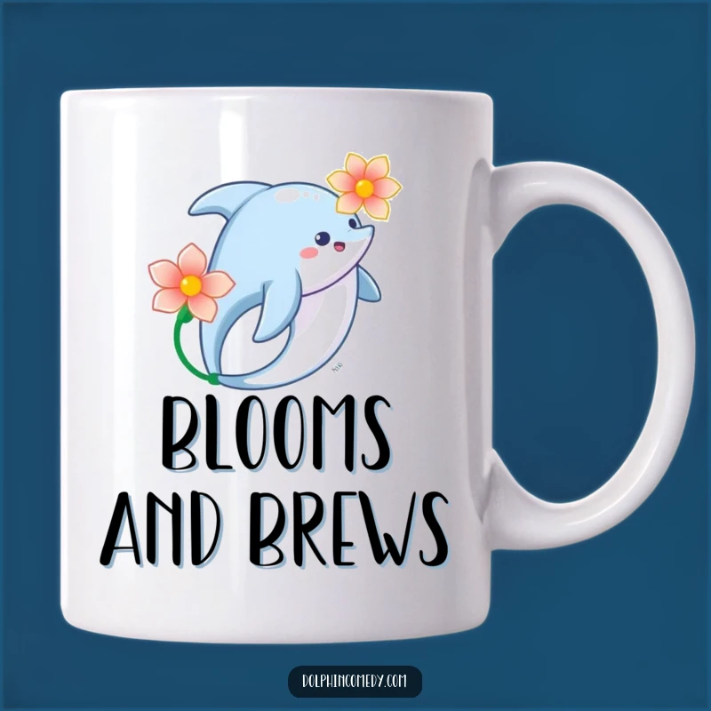 Graceful Dolphin Flower Mug: Serene Ocean Beauty, Thoughtful Funny Gift