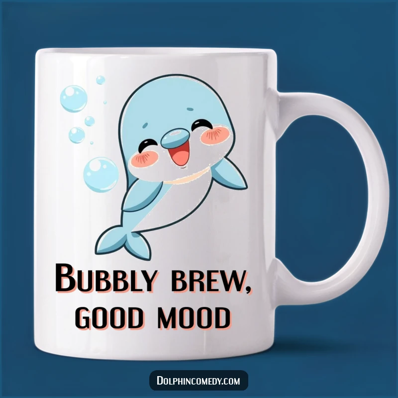 Funny Happy Dolphin Bubble Ring Mug - Joyful Ocean Gift for Smiles