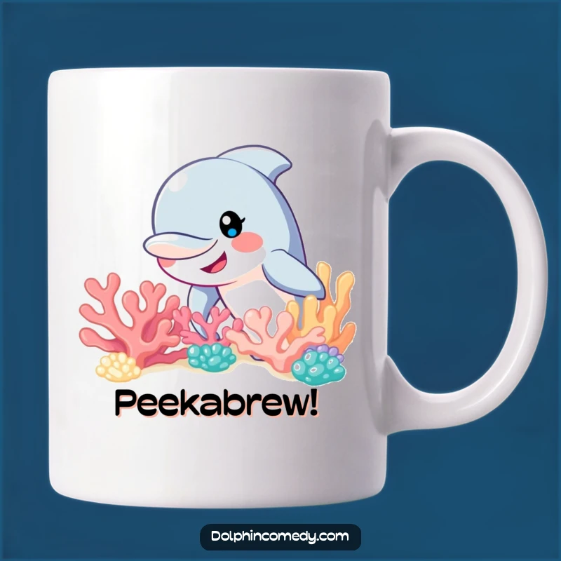 Funny Curious Dolphin Reef Mug: Playful Marine Gift for Ocean Lovers