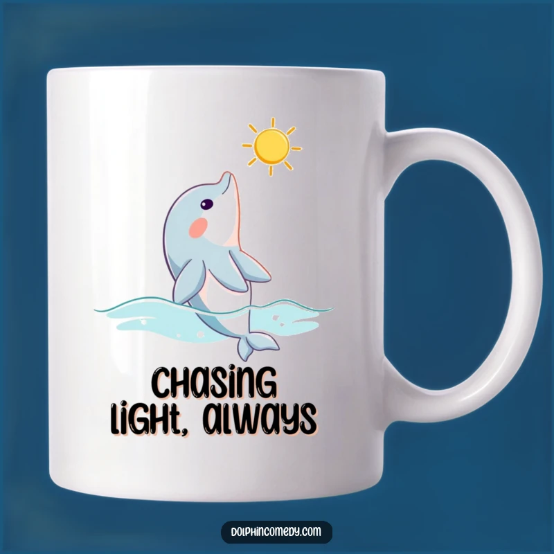 Funny Curious Dolphin Sunbeam Mug - Whimsical Ocean Gift