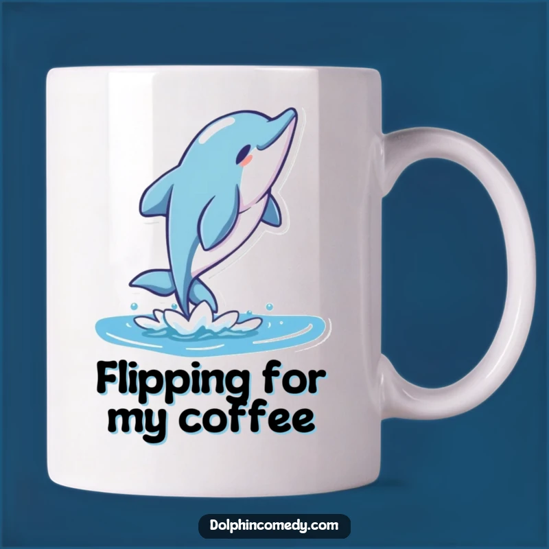 Funny Dolphin Flip Action Mug, Stylized Character Drinkware, Perfect Humorous Gift