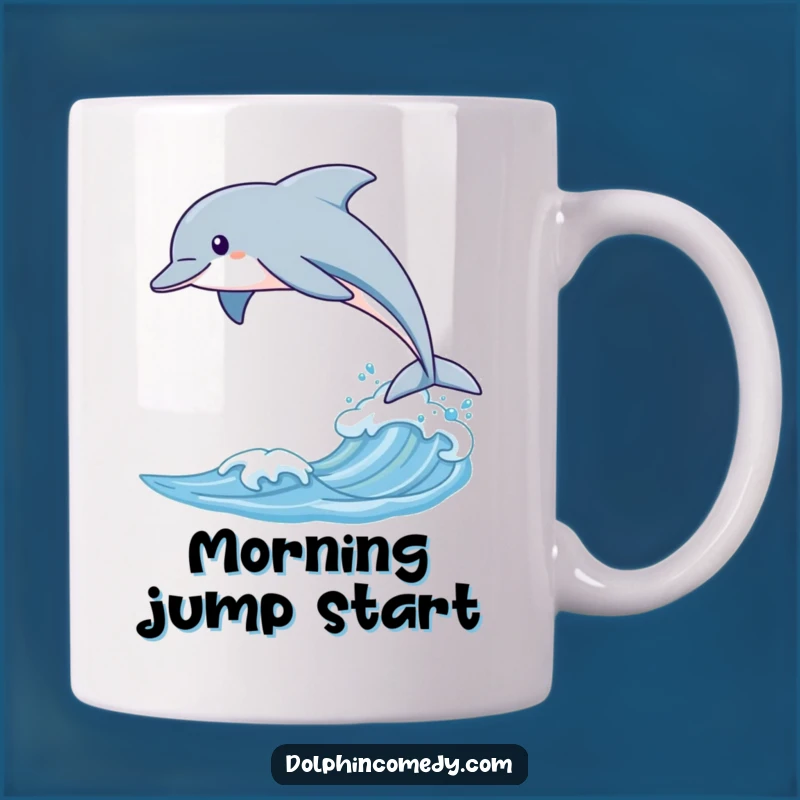 Funny Dolphin Leaping Mug, Sleek Wave Jump, Ocean Grace Gift, Perfect Cup