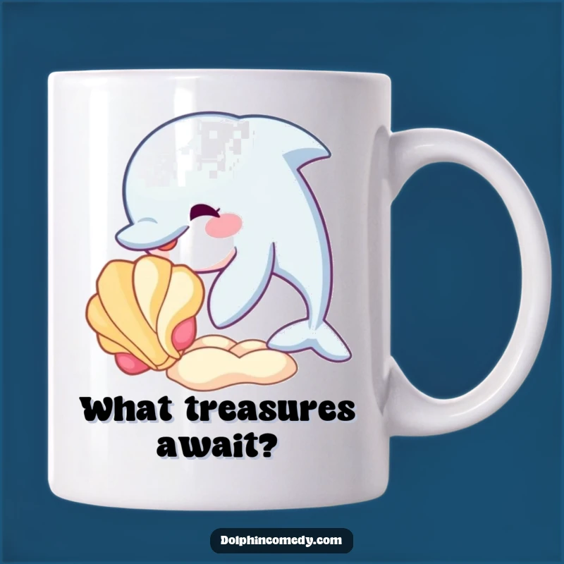 Funny Dolphin Seashell Hug Mug - Playful Ocean Humor Funny Gift