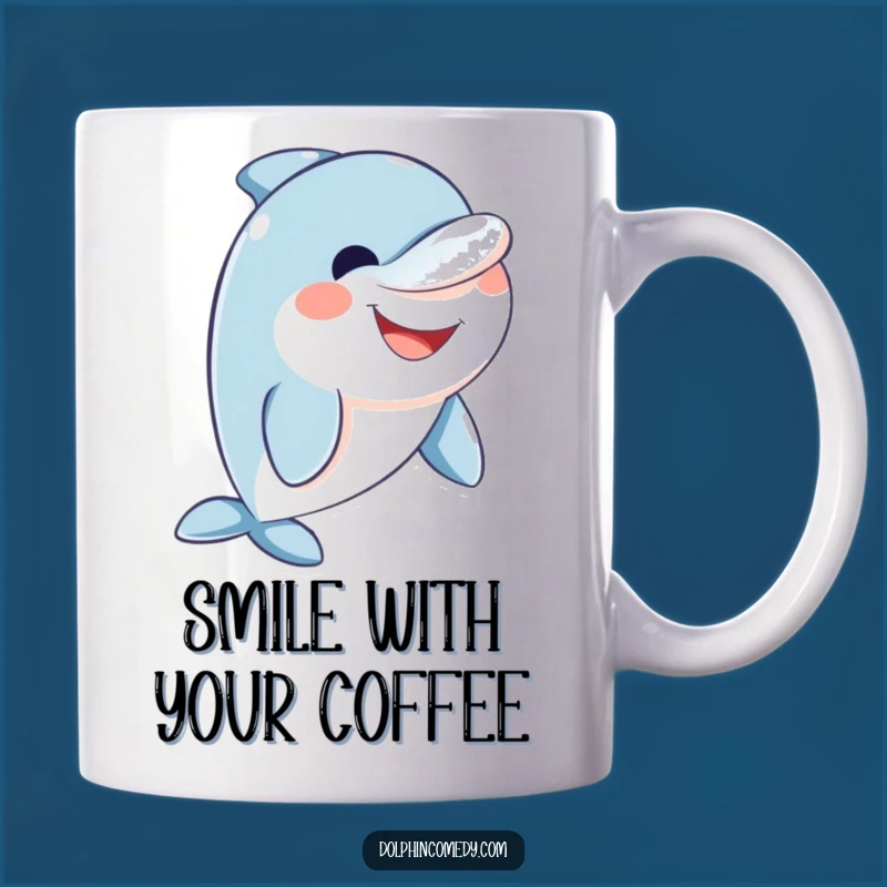 Funny Friendly Dolphin Mug - Wide Smile Welcoming Gift Cup