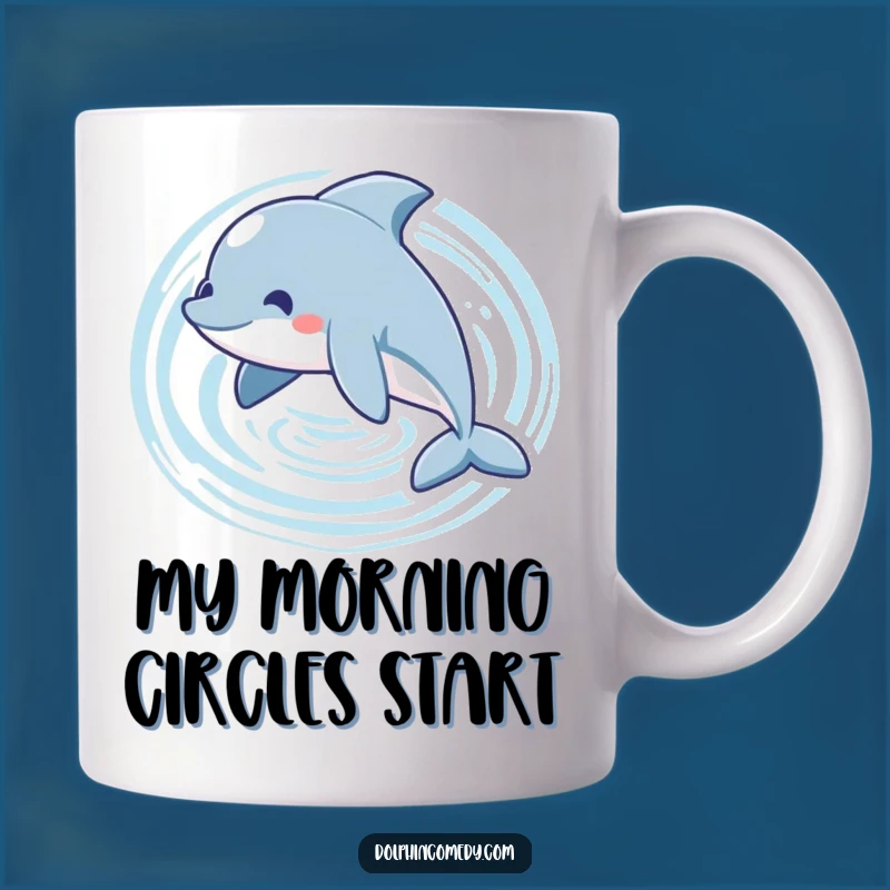 Funny Playful Dolphin Mug - Swimming Circles Ripples Gift