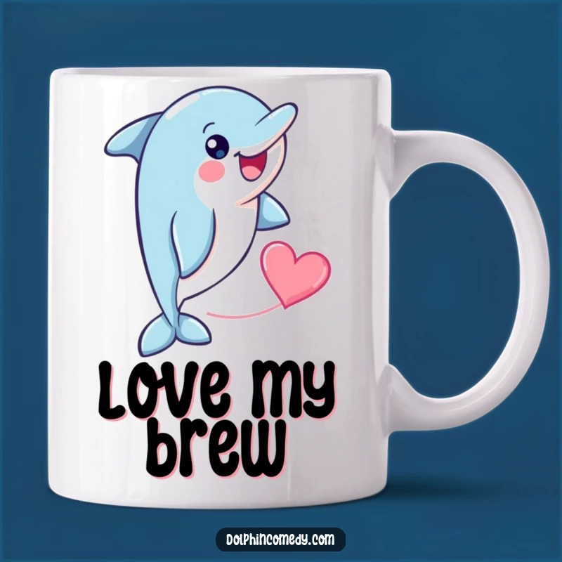 Funny Dolphin Heart Mug: Adorable Love Design, Perfect Funny Gift for Sweethearts