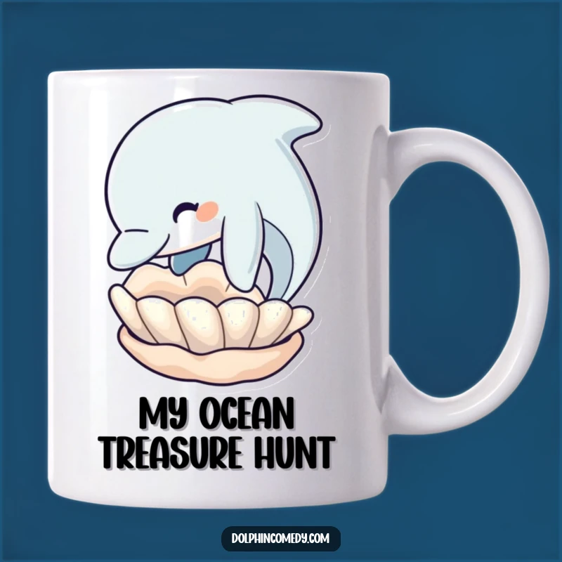 Funny Dolphin Nudging Seashell Mug: A Whimsical Marine Mammal Gift
