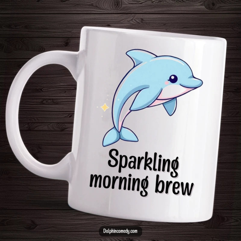 Funny Mug: A dolphin swims, leaving a shimmering, magical trail behind it, conveying wonder and humor.