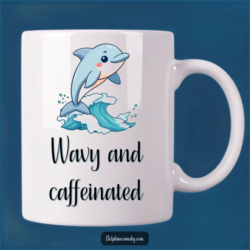 Funny Surfing Dolphin Mug: Excited Wave Rider, Hilarious Ocean Gift for Thrill Seekers