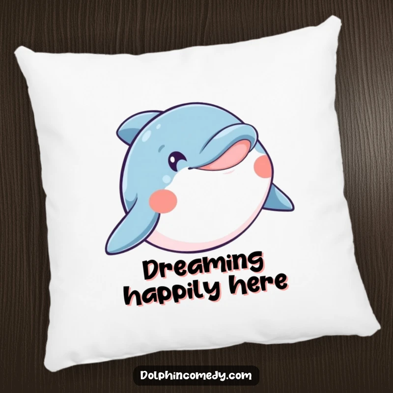Funny pillow with a happy dolphin displaying a wide, infectious smile, perfect for adding comfort and cheer to any room.