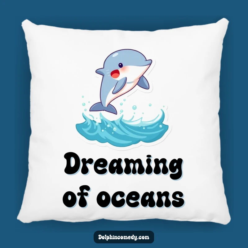 Funny Joyful Dolphin Wave Pillow: Playful Marine Mammal Cushion for a Hilarious Gift!