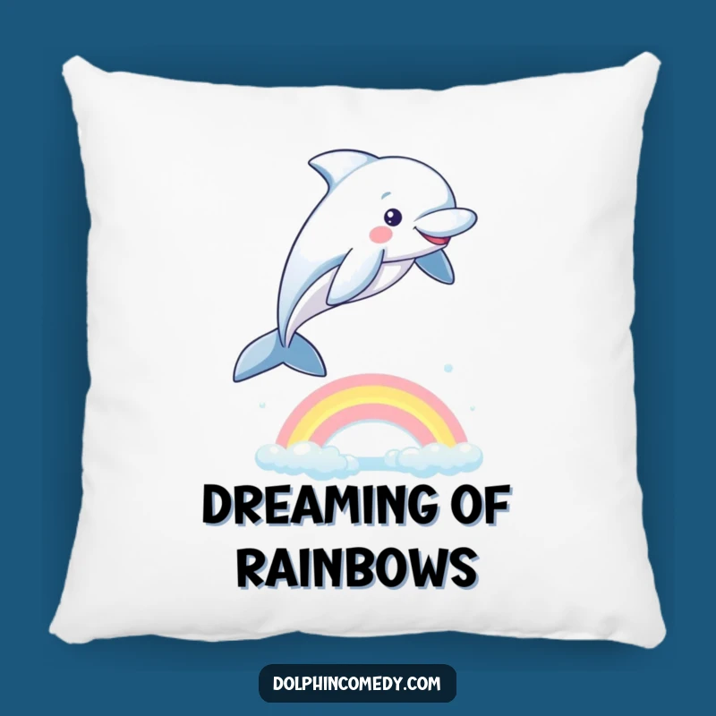Funny Playful Dolphin Pillow: Soft Rainbow Jumper Cushion, A Cozy Funny Gift