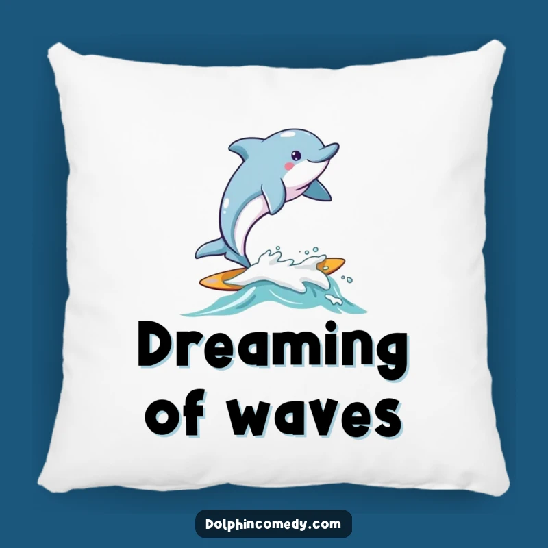 Funny Surfing Dolphin Pillow - Cozy Joyful Wave Cushion, Perfect Gift