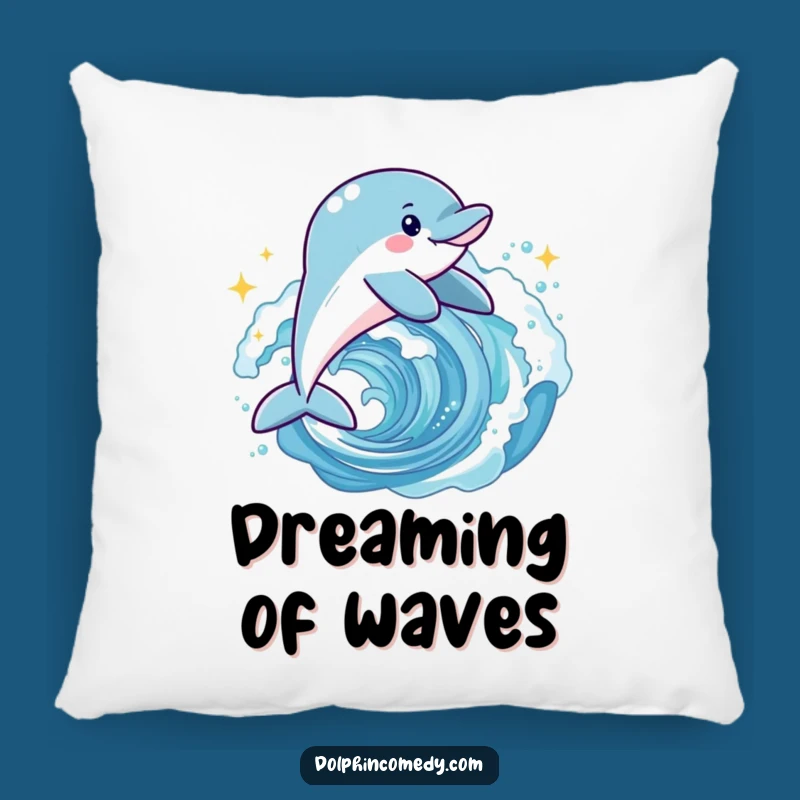 Funny Joyful Dolphin Pillow - Cozy Leaping Wave Cushion