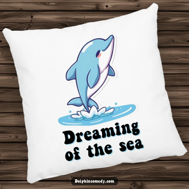 Funny Stylized Dolphin Pillow featuring a character performing a graceful flip, perfect for cozy comfort.