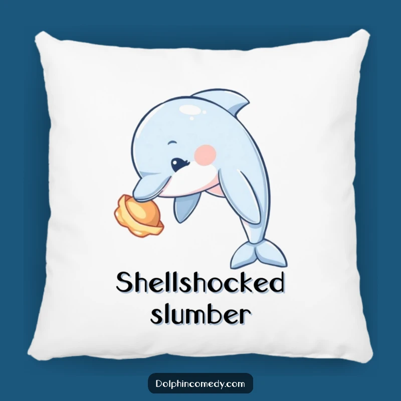 Funny Curious Dolphin Seashell Pillow - Cozy Ocean Comfort, Adorable Gift