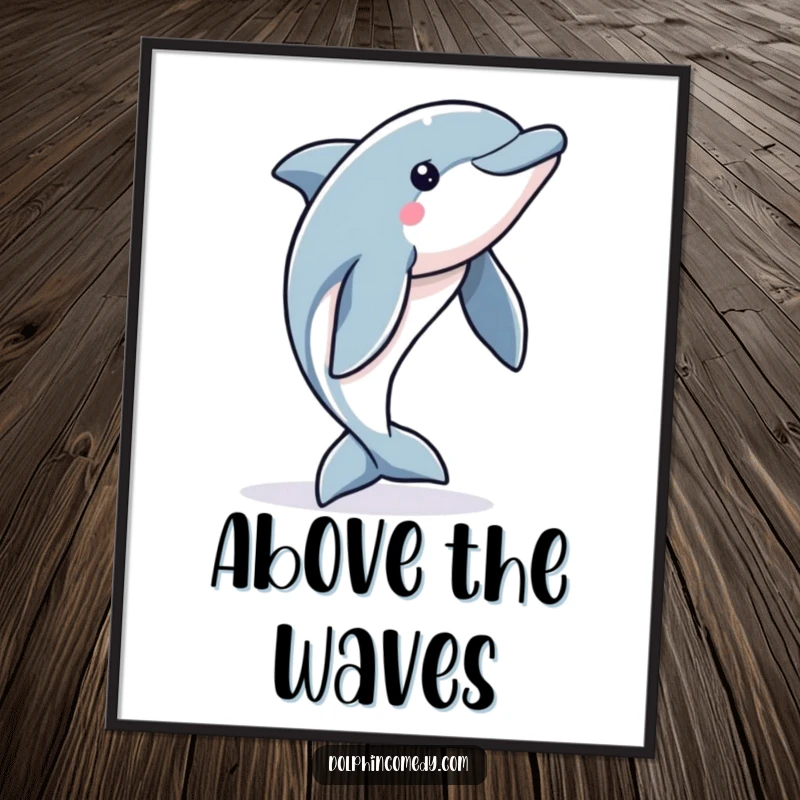 Funny Dolphin Digital Art: An alert dolphin captured in a powerful jump, perfect for vibrant, humorous digital display.