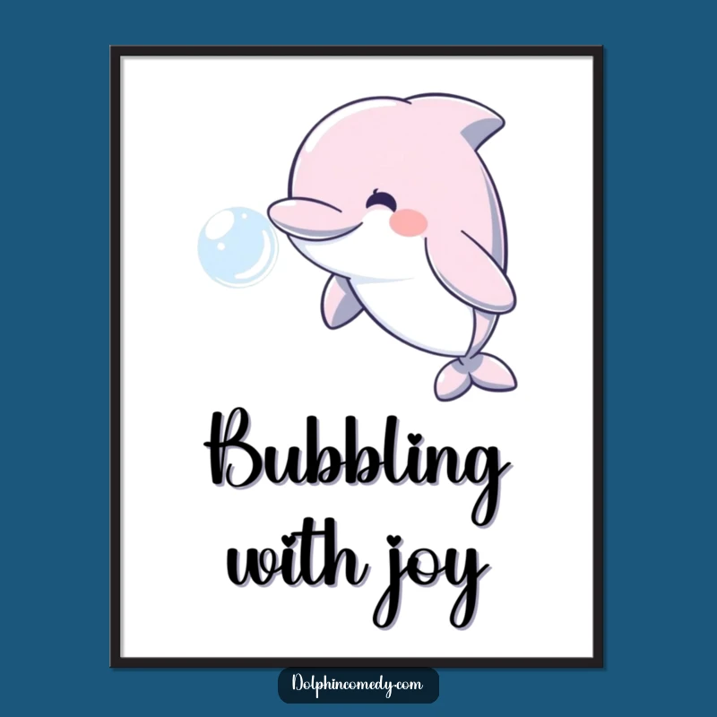 Funny Dolphin Bubble Digital Print - Instant Download with Smiling Dolphin Art, Decor Gift