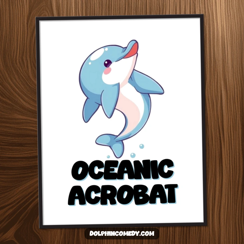 Funny Dolphin Digital Art: An eager dolphin captured mid-somersault, radiating joy and aquatic performance for digital display.