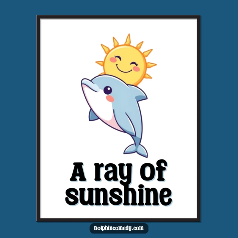 Funny Dolphin Sun Digital Art: Instant Cheerful Decor for Your Walls