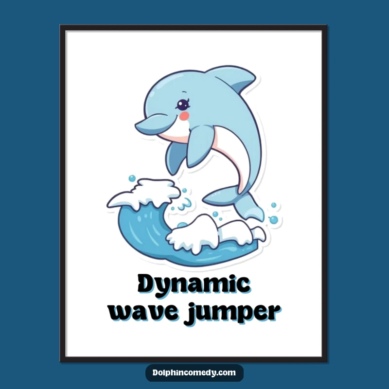 Funny Dolphin Wave Leap Digital Art: Instant Exhilarating Decor for Your Walls