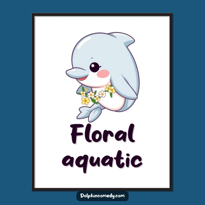 Funny Floral Dolphin Digital Art: Instant Whimsy, Perfect Gift for Walls