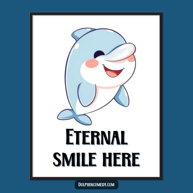 Funny Friendly Dolphin Digital Art - Wide Smile Print