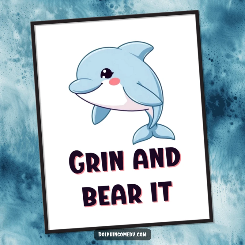 Funny Digital Art: A swift-swimming dolphin with a wide, friendly grin, perfect for instant humorous decoration.