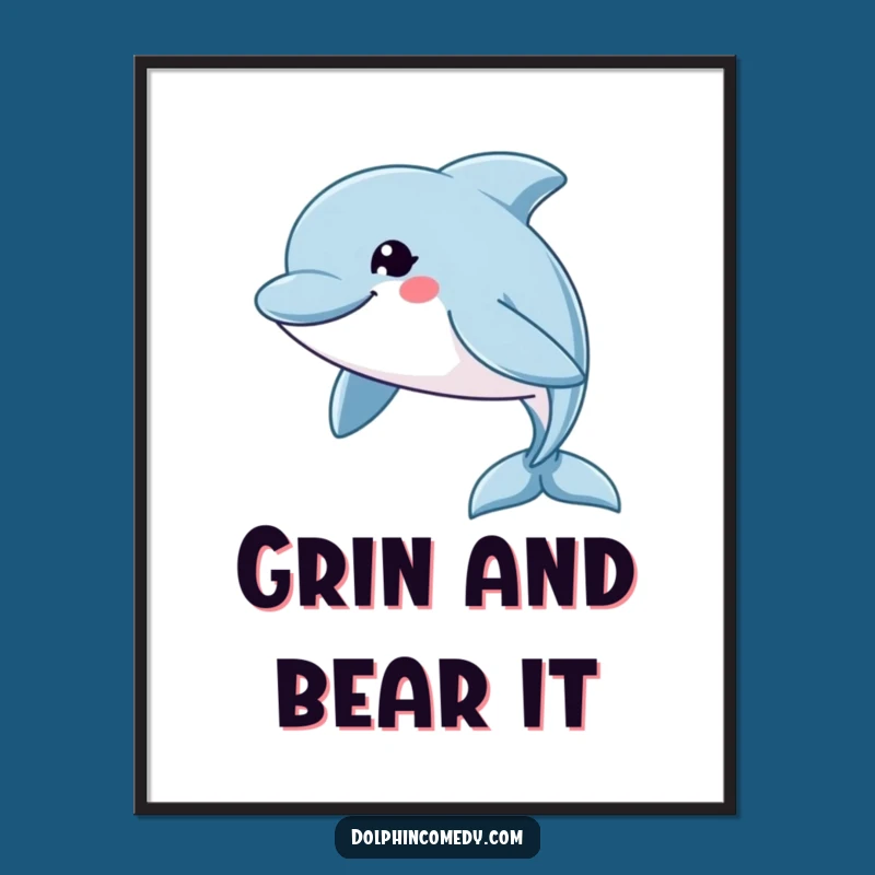 Funny Grinning Dolphin Digital Art: Swift Swim Humor, Instant Download, Perfect Gift