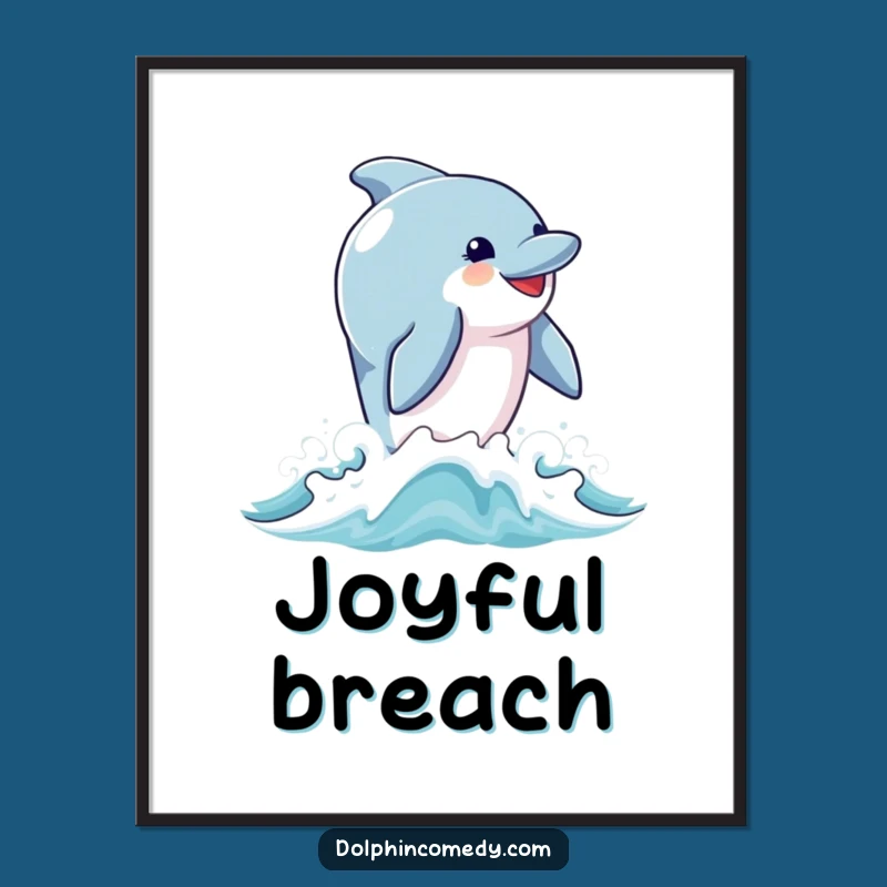 Funny Joyful Dolphin Breach Digital Art: Instant Happy Decor, Perfect Gift for Walls